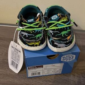 SOLD- Hey Dude Kids Dino Sneakers - Black and Lime